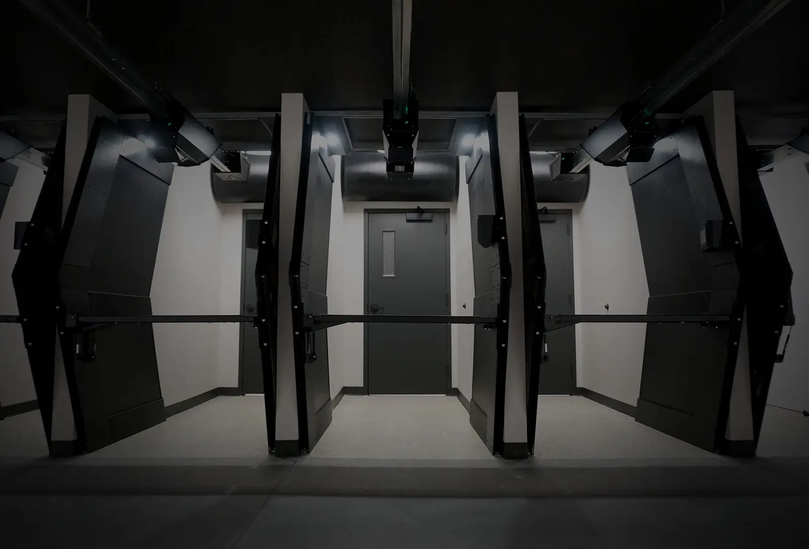 Lit shooting stalls at Legacy Shooting Center